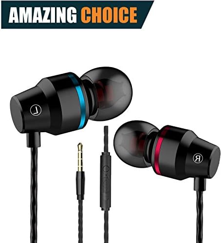 Earbuds Ear Buds in Ear Headphones Wired Earphones with Microphone Mic Stereo and Volume Control Waterproof Wired Earphone Compatible with Samsung Mp3 Players Tablet Laptop 3.5mm[Metal Earbuds]