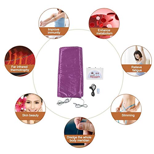 Heat Sauna Blanket, Electric Far-Infrared Sauna Sliming Blanket Khan Steam Foldable Steam Pot Machine and Weight Loss Sauna Detox Therapy Machine for Body Shaper Slimming Fitness Sweat(US)