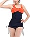 Womens Two Piece Bathing Suits Swimsuit,Fashion Ruched Swimming Dress, Large, Navy(two Piece Swimsuits)