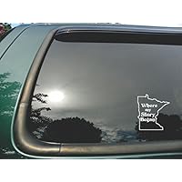 Minnesota State- Where My Story Began- Die Cut White Vinyl Window Decal/sticker for Car or Truck 5"x5.5"