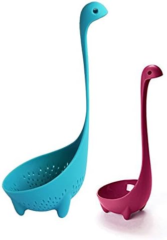 Onener Pack of 2 Nessie Soup Ladles - Loch Ness Monster Mamma Colander + Nessie Child Ladle Kitchen Utensil Cookware Dishwasher Safe - Blue &amp; Purple