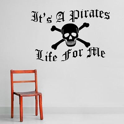 It's a Pirates Life For Me, Skull and Crossbones Flag Wall Sticker - Art Decal