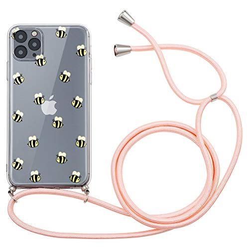 Yoedge Necklace Case Compatible with Apple iPhone 12 Mini Transparent 5.4 Inch Phone Case with Cord Ultra Thin Soft TPU Bumper Cover TPU Anti-Shock with Adjustable Cord, Bee