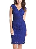 Fantaist Women's Party Sleeveless Waistband Scalloped Floral Lace Cocktail Dress