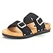 DREAM PAIRS ABI Women's Summer Open Toe Double Buckle Strap Fashion Cozy Footbed Flat Sandals