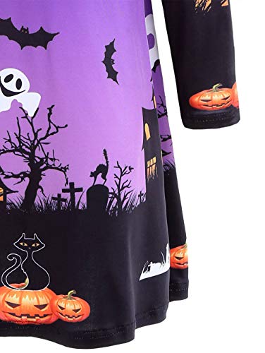 image for Clearance Halloween Dress, Forthery Women Pumpkin Skull Ghost Skater S