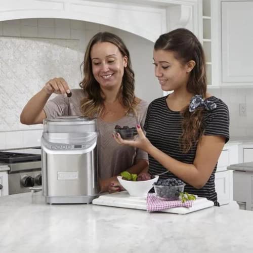 Cuisinart Ice Cream Maker Machine, 2 Quart, Cool Creations Frozen Yogurt, Gelato, Sorbet Maker, LCD Screen and Timer, Stainless Steel, ICE-70P1