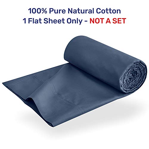 California Design Den Flat Top Sheet Only King Size Indigo Navy Blue
