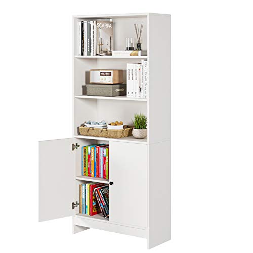 Homfa Bookcase 65.7", Double Doors with 3 Tier Open Shelving Free