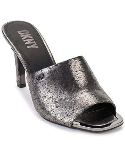 DKNY Women’s Bronx Open Toe Fashion Pump Heel Sandal Heeled, DK GUNMETA, 5
