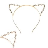 TOOGOO(R) Cat Ear Headband Pearl Shape Rhinestone Hair Band Headwear-Highlight in the party for Women