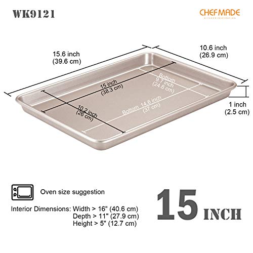 CHEFMADE 15Inch Baking Sheet Pan, NonStick Carbon Steel Rimmed Cookie