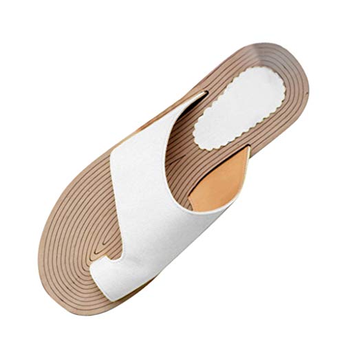 2019 New Women Comfy Platform Toe Ring Wedge Sandals Shoes Summer Beach Travel Shoes Comfortable Flip Flop Shoes White - Thumbnail 2