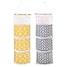 Shiaon Wall Hanging Storage Bag 2 Pack，3 Pockets Sundries Organizer Makeup Cosmetic Pouch Wardrobe Closet Storage Container Nordic Style (Yellow+Grey)