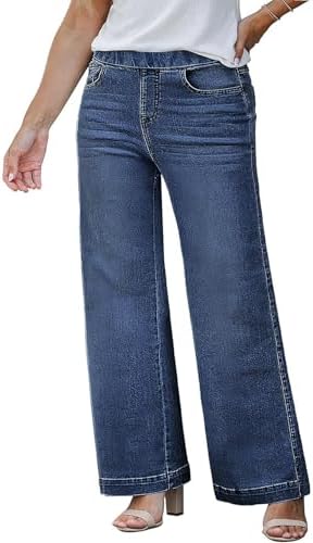 Ecirod Womens Patchwork Flare Jeans High Waisted Stretch Girls