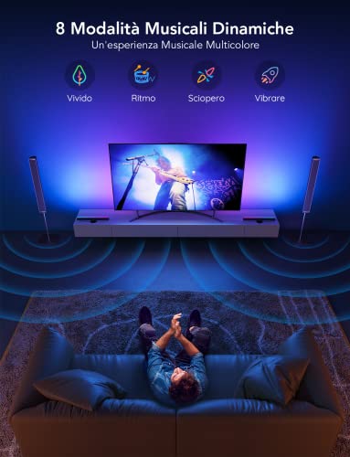 Govee RGBIC TV Light Bars, WiFi Backlight with Dual LED Beads, 15 Inches, Multiple Positioning, Suitable for 45-70 inch TVs, Compatible with Alexa and Google Assistant, Black