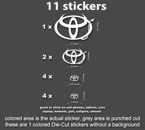 11x TOYOTA Evil Logo Decals Stickers CAMRY COROLLA 4RUNNER TUNDRA TACOMA TRD (Ocean Blue)
