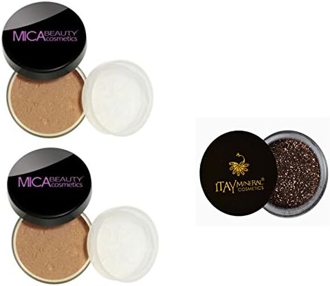 Bundle 3 Items: 2x Mica Beauty MF-5 Capucchino 9 Gr Each+ Itay Mineral Eye Glitter Golden Brown Must Have G-21