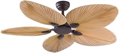 Anfersonlight Palm Island 52-Inch Tropical Ceiling Fan, Five Palm Leaf Blades, Indoor/Outdoor, Damp Rated, Bronze