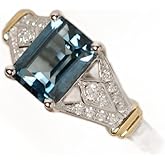 LRGKMCWTOB Fashion Ring Elegant Women 925 Sterling Silver Vintage Ring Women Aquamarine Gemstone White Gold Filled Wedding Bridal Band Ring Anniversary Statement Eternity Ring for Women