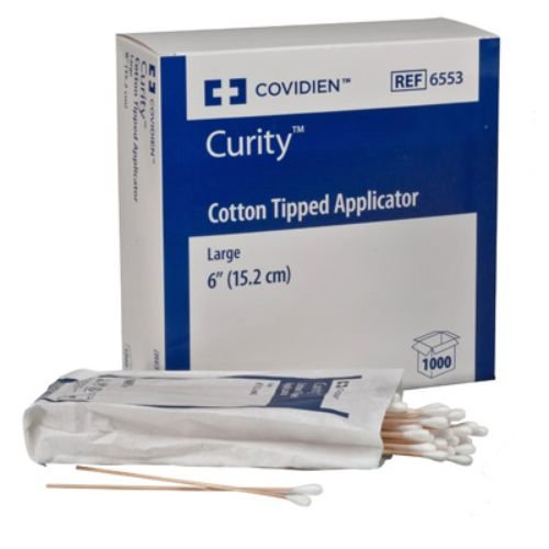 Covidien 6553 Curity Cotton Tipped Applicator, 6" Size