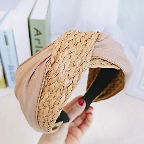 Headbands for Women Straw Knotted Headbands,Bohemian Summer Wide Headbands for Women Headwear Styling Tools Accessories,Style 3