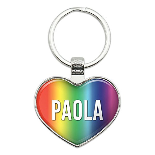 Graphics and More Metal Keychain Key Chain Ring Rainbow I Love Heart Names Female P Page - Paola