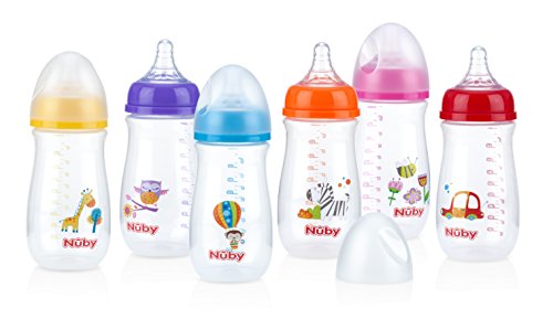 Nuby Wide Neck Bottle with Anti-Colic Air System, Multi