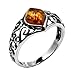 Sterling Silver Amber Marquise Shaped Ring