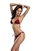 SHEKINI Women's Tie Side Bottom Push Up Padded Top Triangle Bikini Bathing Suit (Large/(US 12-14), Wine red)