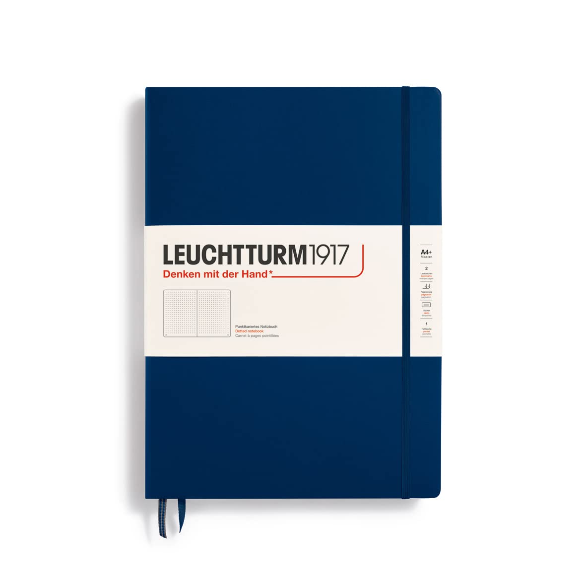 LEUCHTTURM1917 359869 Notebook Master Classic (A4+), Hardcover, 235 Numbered Pages, Dotted, Navy