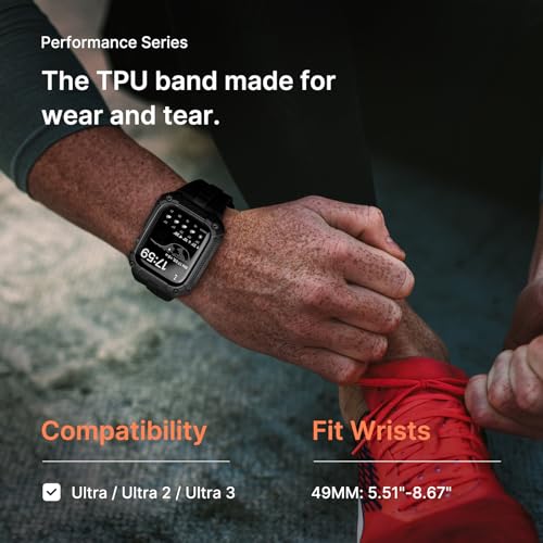Fullmosa Compatble con Correa Apple Watch Ultra3/2/1,Correa Para iwatch 49mm Resistente TPU con Protector de Pantalla y Funda de Parachoque Para Mujer y Hombre,49mm Negro