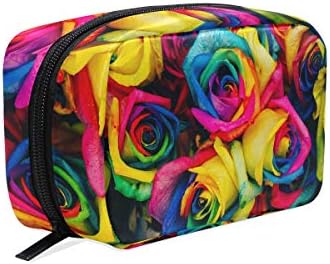 LIUBT Colorful Rose Painting Cosmetic Bag Toiletry Travel Makeup Case Pouch Multi-Function Organizer for Women