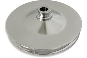 DEMOTOR PERFORMANCE GM Single Groove Saginaw Style Chrome Power Steering Pump Pulley Key Way For SBC BBC 350 454 Engines