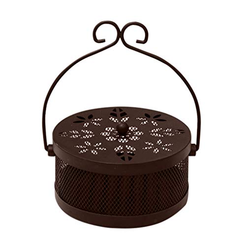 DIGOOD Mosquito Coil Holder Retro Portable Mosquito Incense Burner for Home and Garden (Brown)