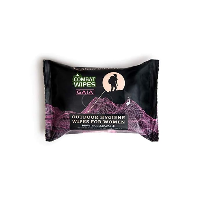 Combat Wipes Gaia | Feminine Hygiene Outdoor Wet Wipes | Extra Thick, Ultralight, Biodegradable, pH Balanced Body & Hand…