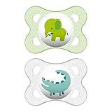 MAM Animal Collection Pacifiers (2 pack, 1 Sterilizing Pacifier Case), MAM Pacifier 0-6 Months, Unisex Pacifier, Best Pacifier for Breastfed Babies