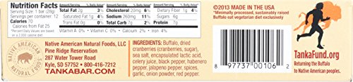 Meat Bar with Buffalo and Cranberries by Tanka, Spicy Pepper, Beef Jerky Alternative, Gluten Free Snacks, 1 Ounce Bar, Pack of 12