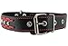 Genuine Leather Braided Studded Dog Collar, Red on Black 1.6