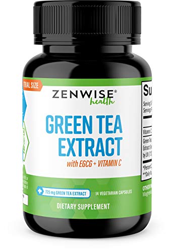 Green Tea Extract Supplement with EGCG & Vitamin C - Antioxidants & Polyphenols for Immune System - for Weight Support & Energy - Natural Pills for Brain & Heart Health - 14 Count