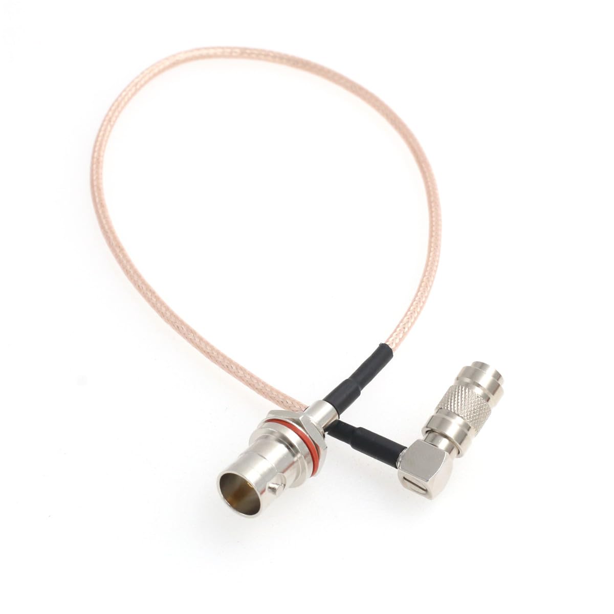 HangTon Mini to Full-size BNC Video Signal SDI Adapter Cable for Blackmagic, Sony, Canon, ARRI, RED Cameras (60cm, Right Angle DIN 1.0/2.3 to Female BNC RG179)