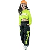 Girls' Hip Hop Costume 2 Piece Dance Outfits, Kids' Cropped Hoodie Joggers Pants Clothes Set
