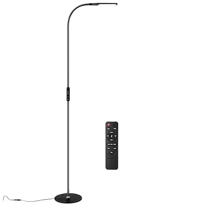 Stehlampe LED Dimmbare, Zanflare Stehleuchte Augenschonende Lesen 9W 5 Stufe Helligkeit Touch Control mit Fernbedienung Flexi