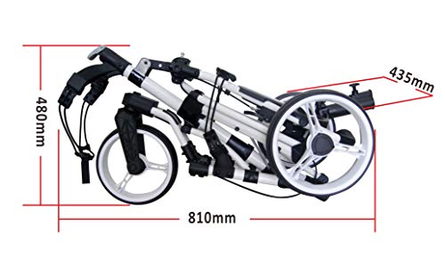 Qwik-Fold 360 Swivel 3 Wheel Push Pull Golf CART - 360* Rotating Front Wheel - ONE Second to Open & Close! (White/White)