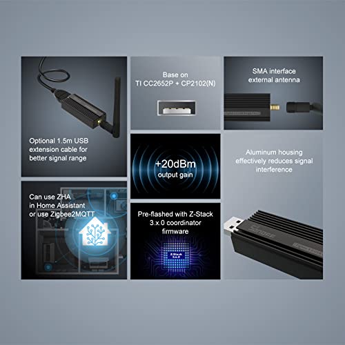 SONOFF Zigbee 3.0 USB Dongle Plus,Zigbee Gateway TI CC2652P + CP2102N Zigbee USB Stick,Zigbee Hub für ZHA in Home Assistant or Zigbee2MQTT,Open HAB etc. thumbnail 3