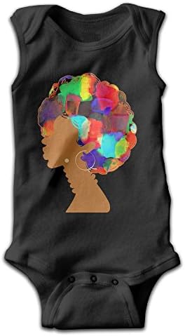 Unisex Toddler African Woman Curly Hair Funny Bodysuits Rompers Outfits 100% Cotton 18 Months Baby Shower Gifts