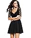NUOREEL Women's Lace Bodice Skater Dress (Small, Black Halfsleeve)