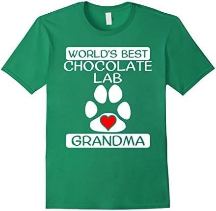 Men's World's Best Chocolate Lab Grandma Dog Paw Print Heart Shirt Medium Kelly Green