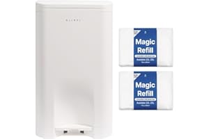SENSE PICK ALLKEI 29L Diaper Pail White Includes 2 Magic Refill Bags, Disposal System, Odor Control Trash Can for Baby, Adult Diaper, and Pet Waste, Made of Durable ABS. (White)