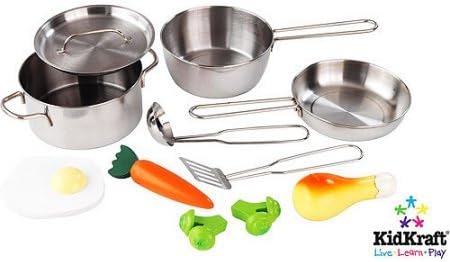 KidKraft Deluxe Cookware Set with 11 Pieces for Boys and Girls 3 Years and Up